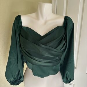 River Island Dark Green Draped Blouse